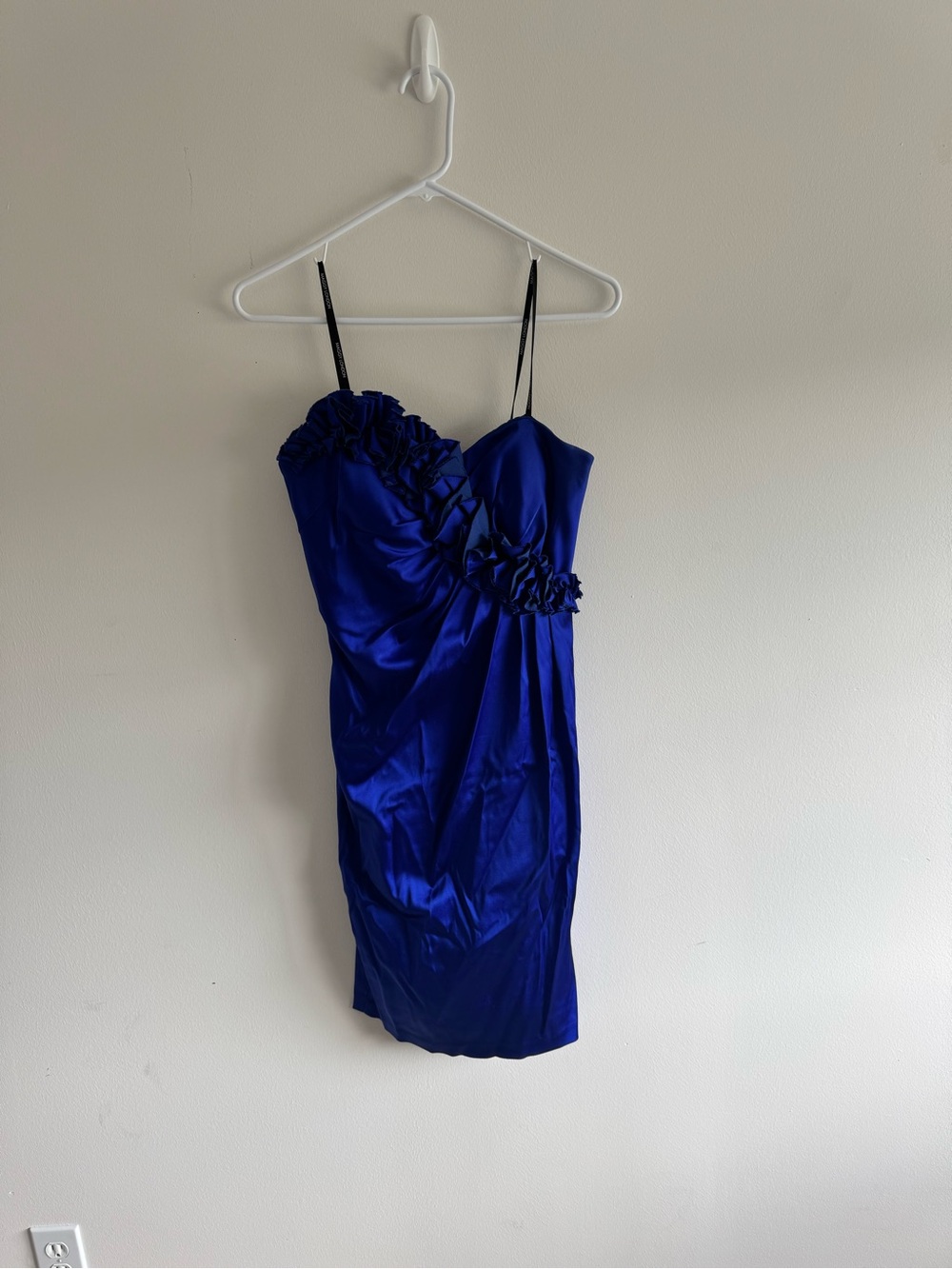 Maggy London Royal Blue Strapless Satin Cocktail Dress